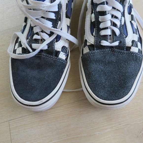 Vans Old Skool Checkerboard Dress Blues White Sneakers Low Top Shoes Mens 7.5 - Picture 8 of 13
